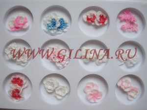 Силиконовые цветы для дизайна ногтей L-073 Набор силиконовых цветов для дизайна ногтей L-073Набор включает в себя 12 цветов