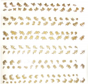 Наклейки для ногтей Gold #78 - 10 видов Большой лист, размер: 26x16 см.
10 видов наклеек