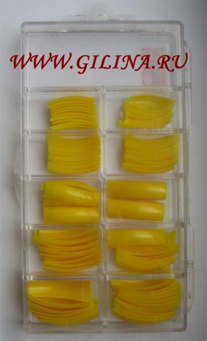 Типсы #86 Типсы цветные жёлтые. В коробке 100 шт. Номера с 0 по 9.