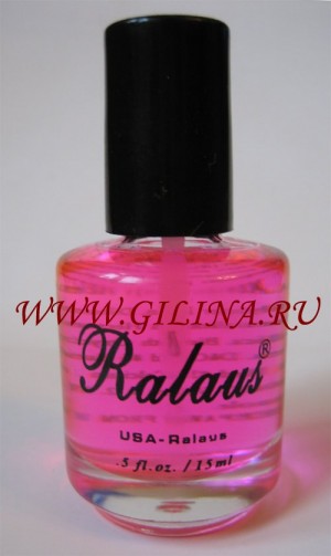 Ультра-блеск Ralaus Ультра-блеск розово-прозрачный Ralaus, 15 мл., препятствует пожелтению акрила, обладает отличным блеском, можно использовать как на нарощенных, так и на натуральных ногтях.   