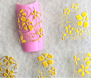Наклейки на ногти Gold #002 Наклейки для маникюра и дизайна ногтей "Цветы"Размер листа: 13 x 11 см.
