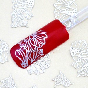 Наклейки на ногти Silver #004 Наклейки для маникюра и дизайна ногтей "Цветы"Размер листа: 13 x 11 см.