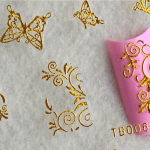 Наклейки Gold #006 Наклейки для маникюра и дизайна ногтей "Бабочки"Размер листа: 13 x 11 см.